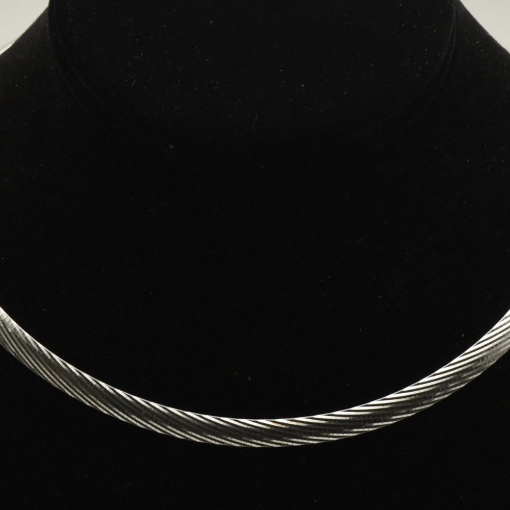 Milor - Vintage Italian 950 Silver Textured Omega Link Chain Necklace - 16"